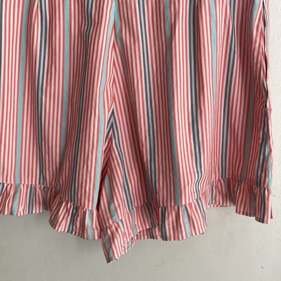 SEE BY CHLOÉ Neo Janis Striped Cotton Poplin Frill Shorts Red Multicolored - Picture 7 of 16